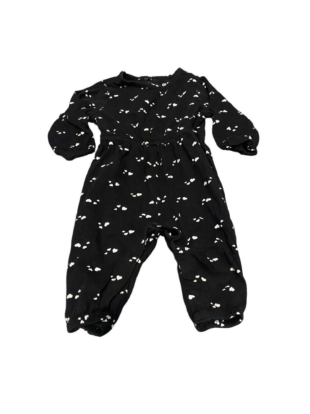 4/$20 Old Navy Babu Girls Romper 3-6 m Outfit Clothes Black White Hearts 🛑